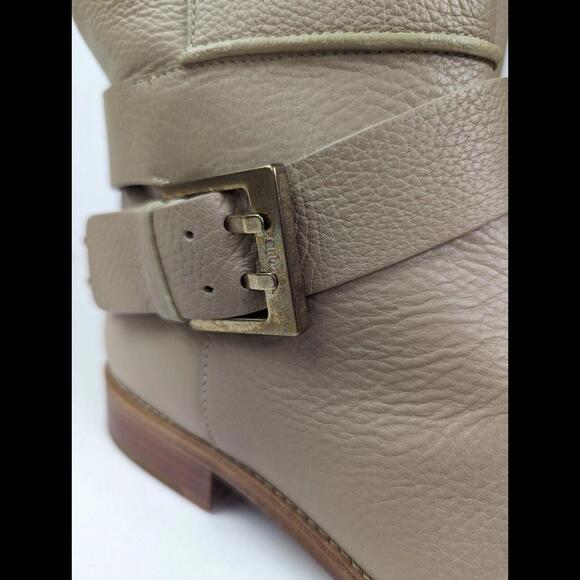 [SOLD] CHLOE Sz EU39 US9 Knee High Riding Boots Prince Leather Cream Pull On - Picture 4 of 15